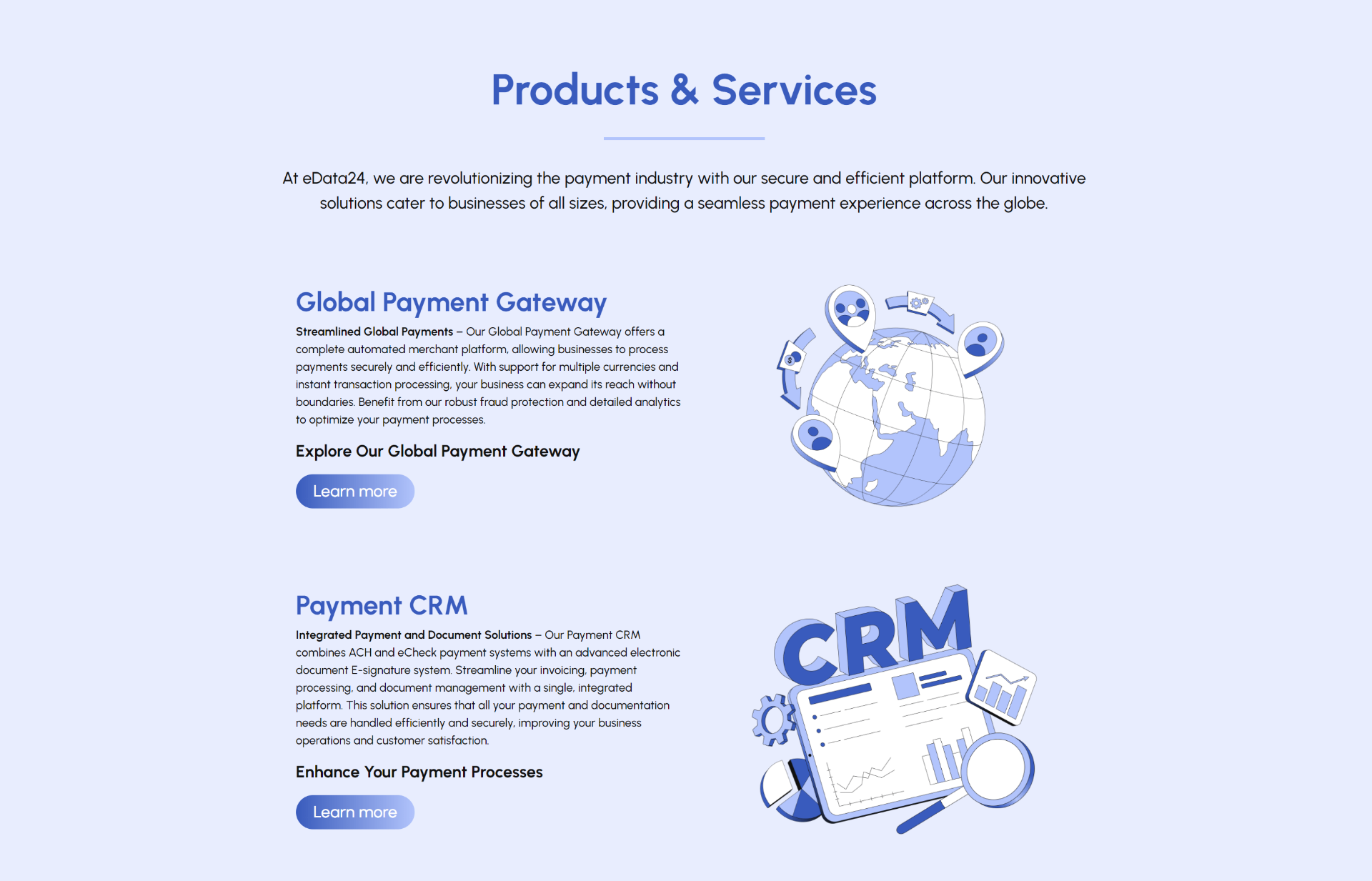 eData24 Products & Services section